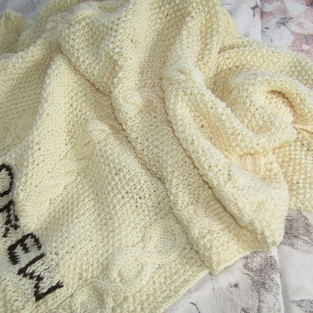 Handmade Knit Crocheted DREW Throw Personalized